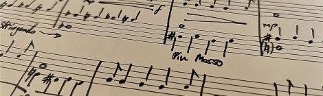 extract of original piano score written in fountain pen