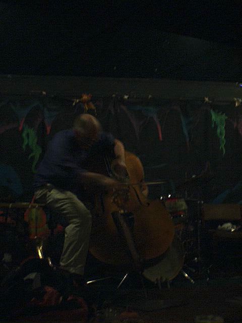 Simon H Fell bowed Double Bass high up the neck