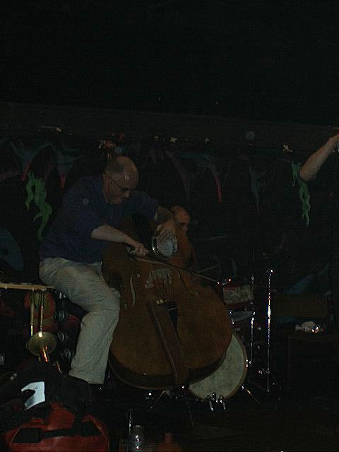 Simon H Fell bowed Double Bass high up the neck
